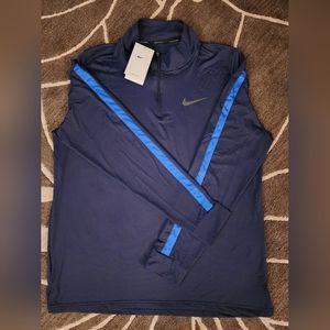 Mens Nike Pro Dri Fit 1/4-Zip Hyper Dry Training Top Blue - Size Large